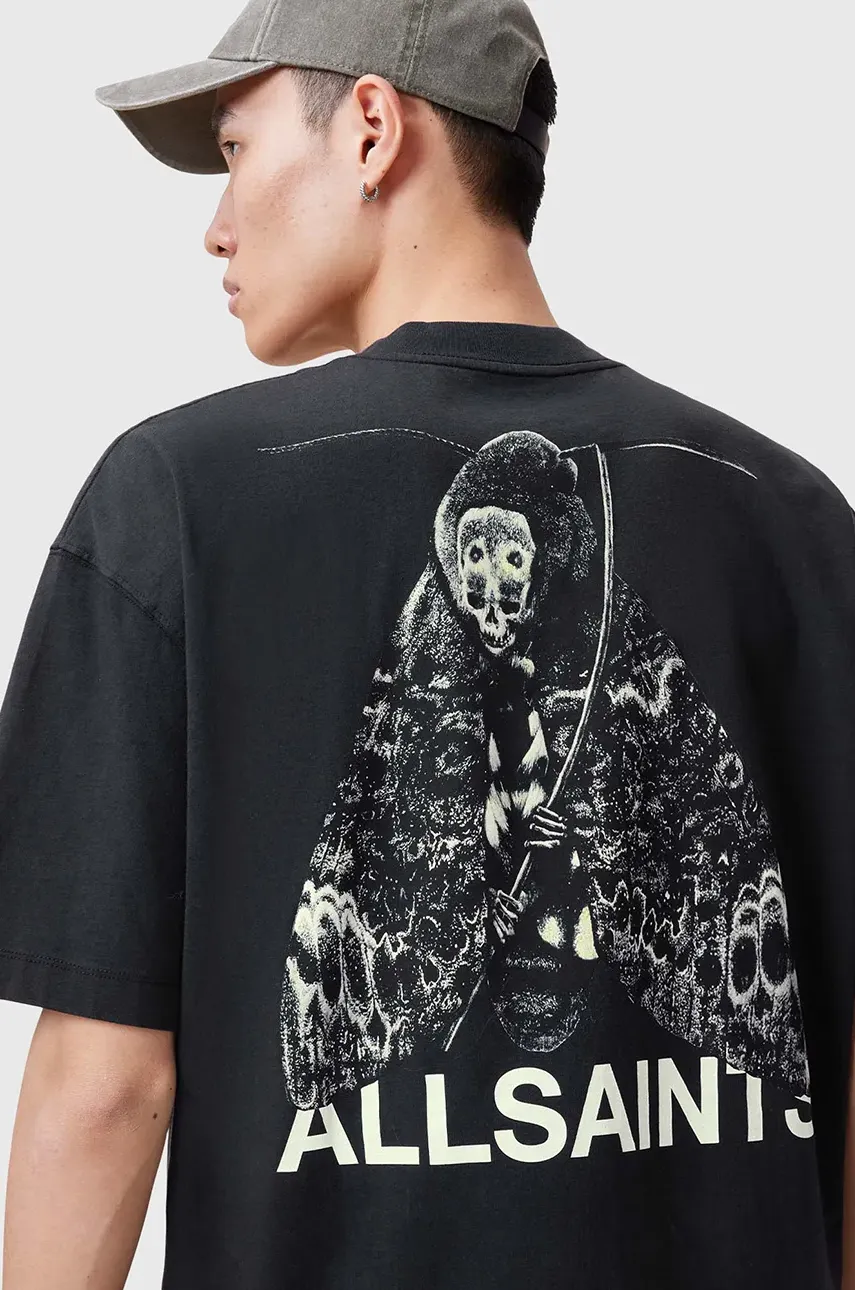 Хлопковая футболка AllSaints CHRYSALYPSE мужская цвет чёрный с принтом M025PC Хлопковая футболка AllSaints CHRYSALYPSE мужская цвет чёрный с принтом M025PC
