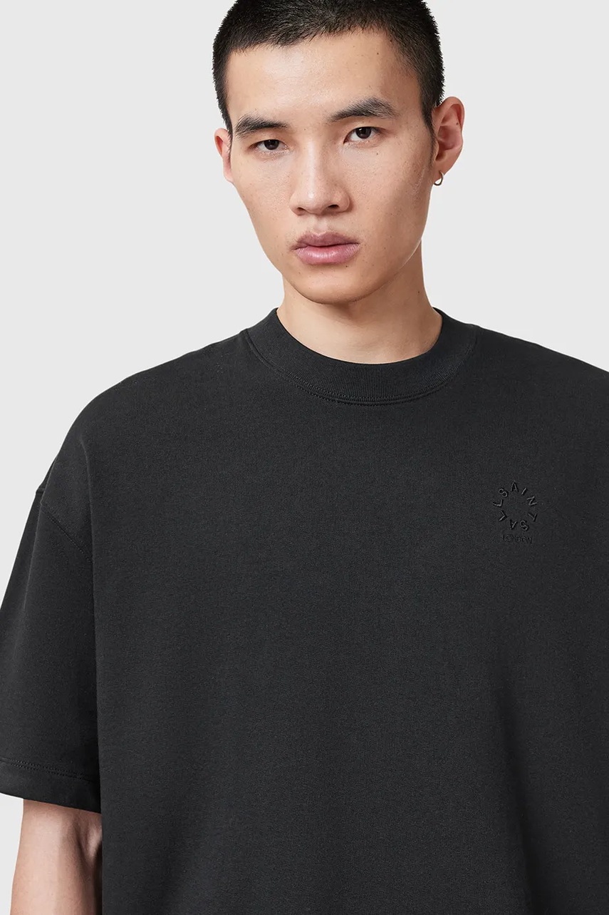 Хлопковая футболка AllSaints HAVEN цвет серый однотонная M029JC