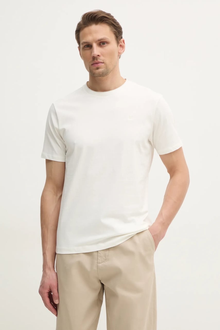 Hackett London tricou din bumbac barbati, culoarea alb, melanj, HM500886 Hackett London tricou din bumbac barbati, culoarea alb, melanj, HM500886