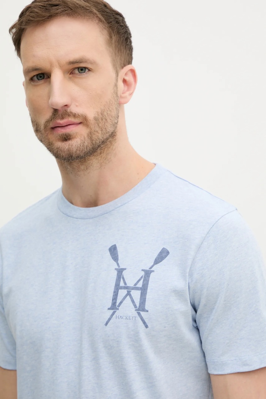 Βαμβακερό μπλουζάκι Hackett London ανδρικό, χρώμα: μπλε, HM500891 φωτογραφία