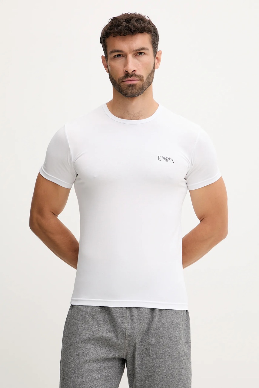 Футболка лаунж Emporio Armani Underwear 2 шт цвет белый с принтом EM001849 AF10778