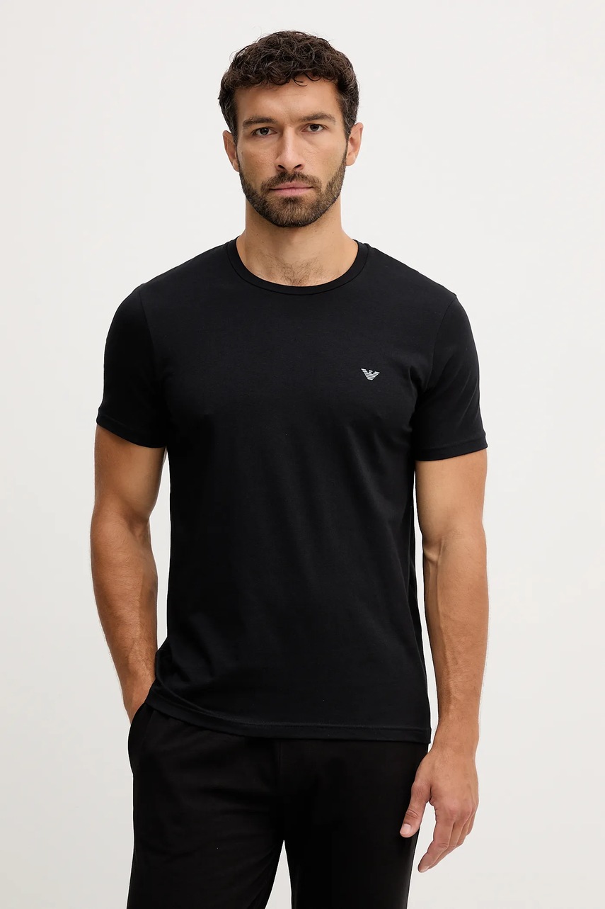 Emporio Armani Underwear tricou lounge 2-pack culoarea negru, melanj, EM000391 AF10776
