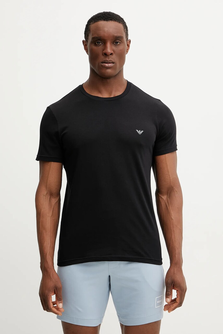 Emporio Armani Underwear tricou lounge 2-pack barbati, culoarea negru, melanj, EM000391 AF10776