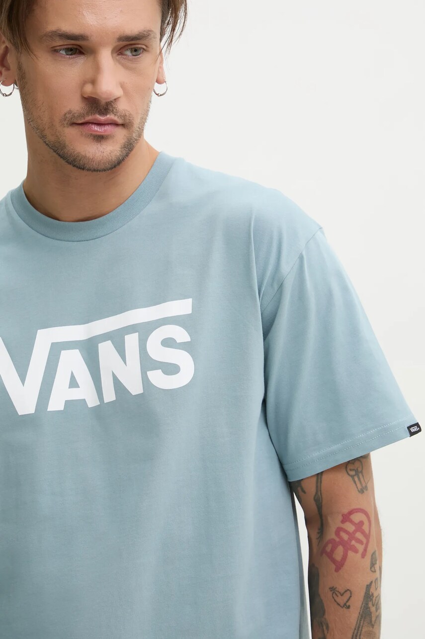 Levně Bavlněné tričko Vans šedá barva, s potiskem, VN000GGGCFL1