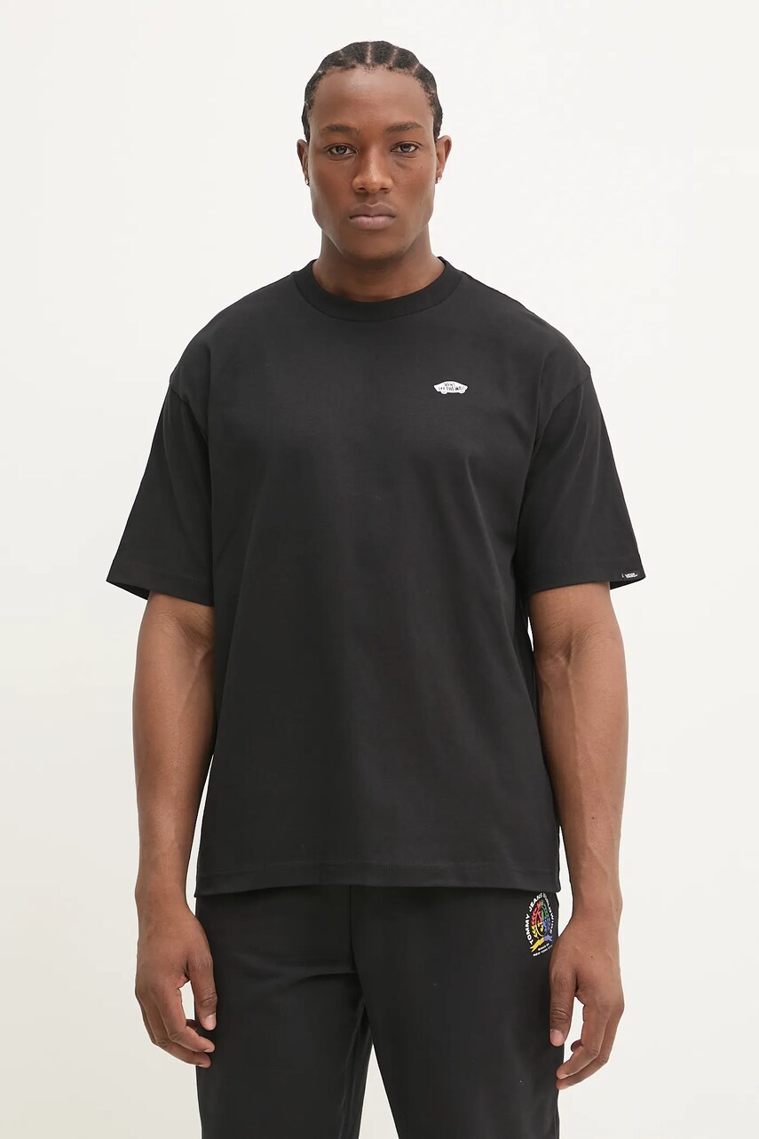 Vans tricou din bumbac bărbați, culoarea negru, cu imprimeu, VN000P50Y281