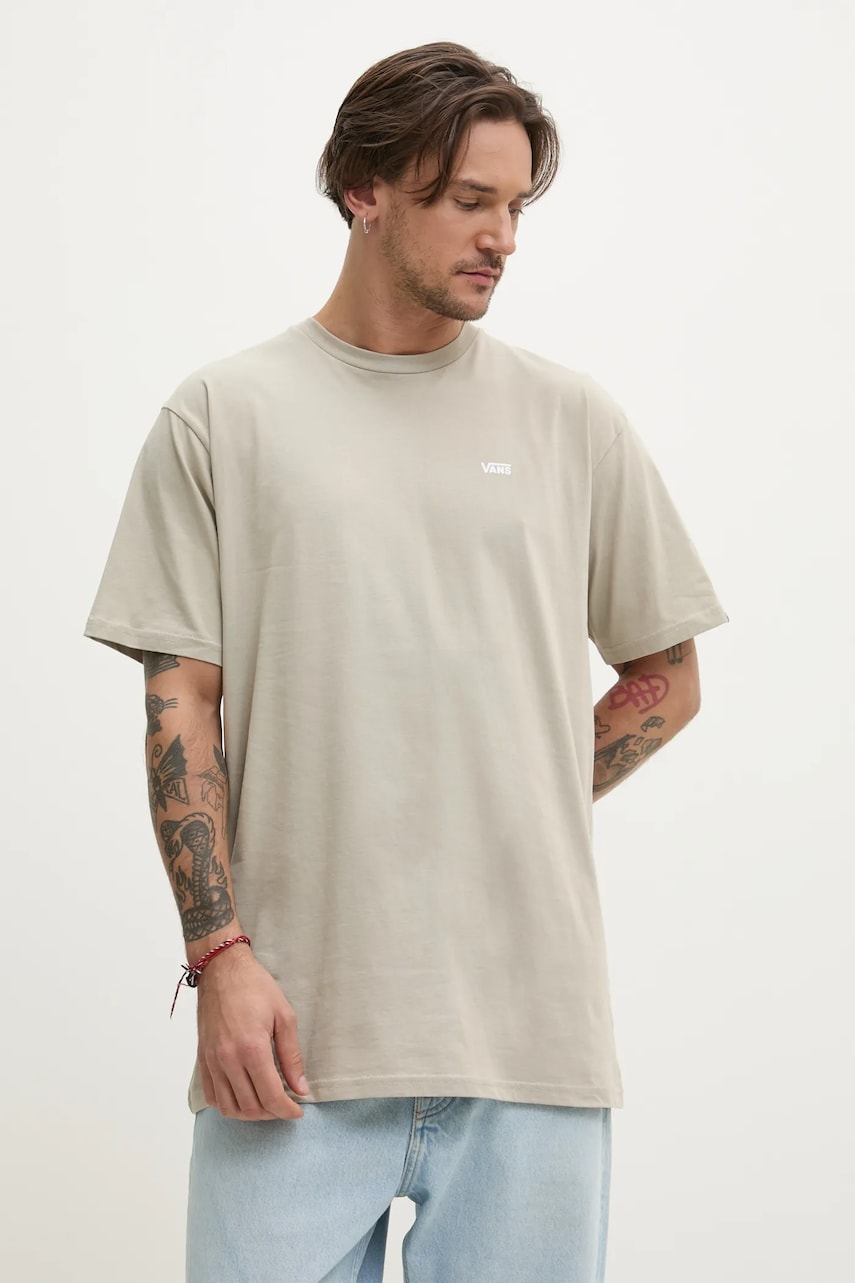 Vans tricou din bumbac barbati, culoarea bej, cu imprimeu, VN0A3CZEZUJ1 Vans tricou din bumbac barbati, culoarea bej, cu imprimeu, VN0A3CZEZUJ1