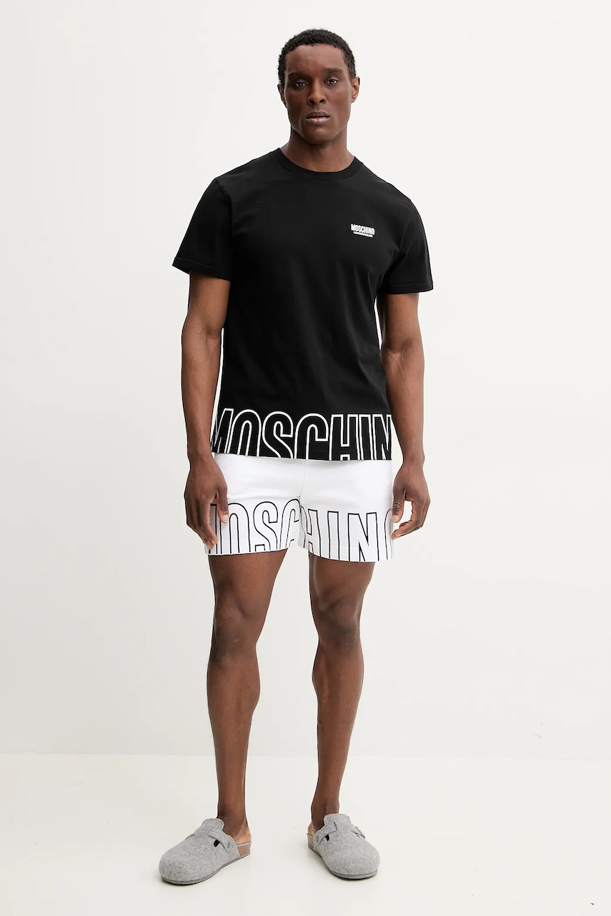 Хлопковая футболка lounge Moschino Underwear мужская цвет чёрный с принтом 0712.4303 Хлопковая футболка lounge Moschino Underwear мужская цвет чёрный с принтом 0712.4303