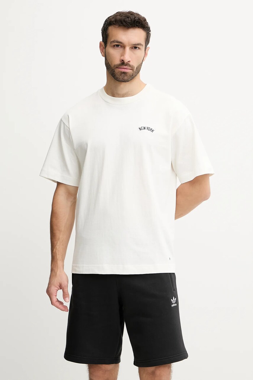 47 brand tricou din bumbac MLB New York Yankees culoarea bej, cu imprimeu, BB017TMOPWI637164SS