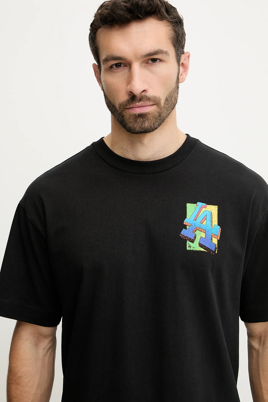 Βαμβακερό μπλουζάκι 47 brand MLB LA Dodgers Sundale ανδρικό, χρώμα: μαύρο, BB012TMYZSR646066JK φωτογραφία