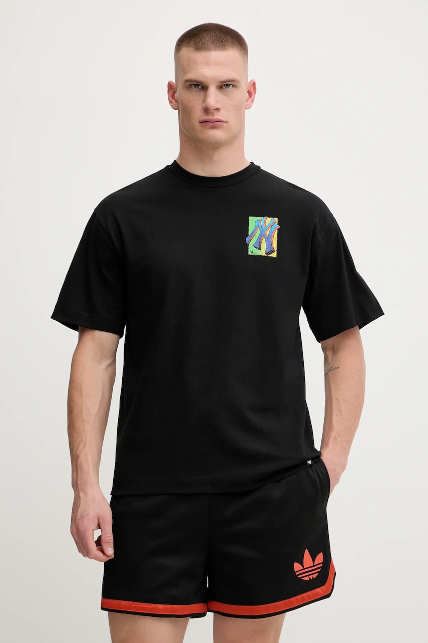 47 brand tricou din bumbac MLB New York Yankees culoarea negru, cu imprimeu, BB017TMYZSR656748JK