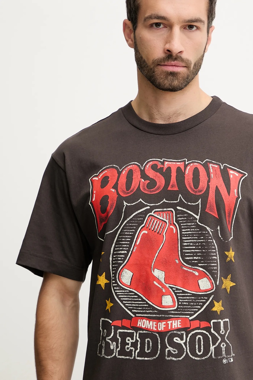 Βαμβακερό μπλουζάκι 47 brand MLB Boston Red Sox ανδρικό, χρώμα: γκρι, BB002TMKBRU643625C9 φωτογραφία