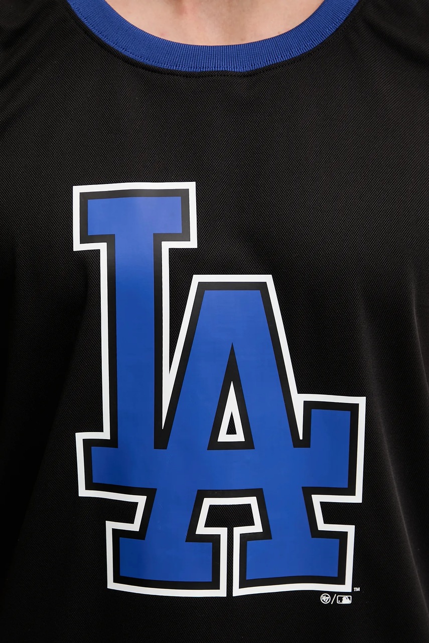 Μπλουζάκι 47 brand MLB LA Dodgers χρώμα: μαύρο, BB012PMAREX657801JK φωτογραφία