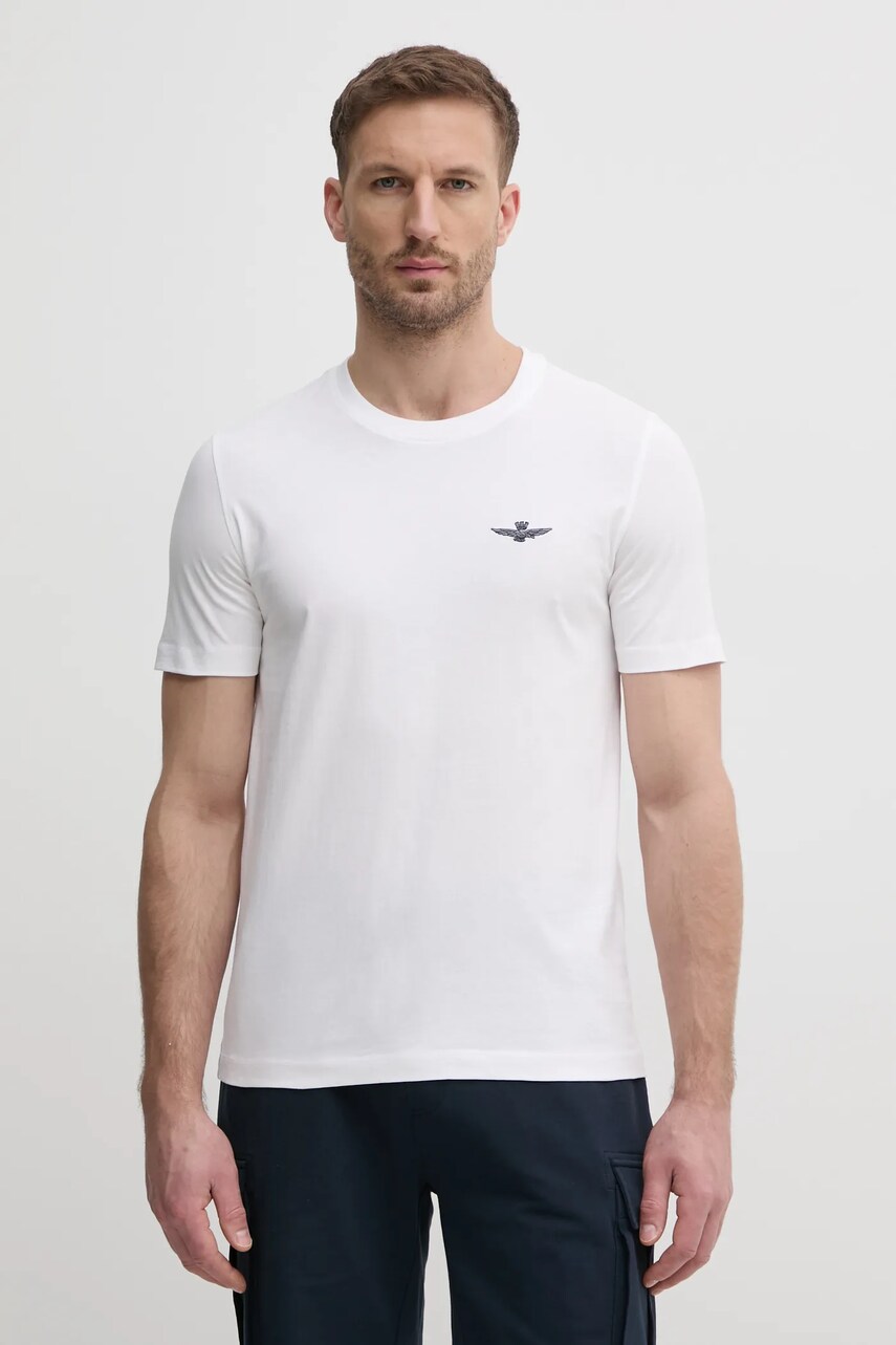 Aeronautica Militare tricou din bumbac bărbați, culoarea alb, melanj, TS2376J592
