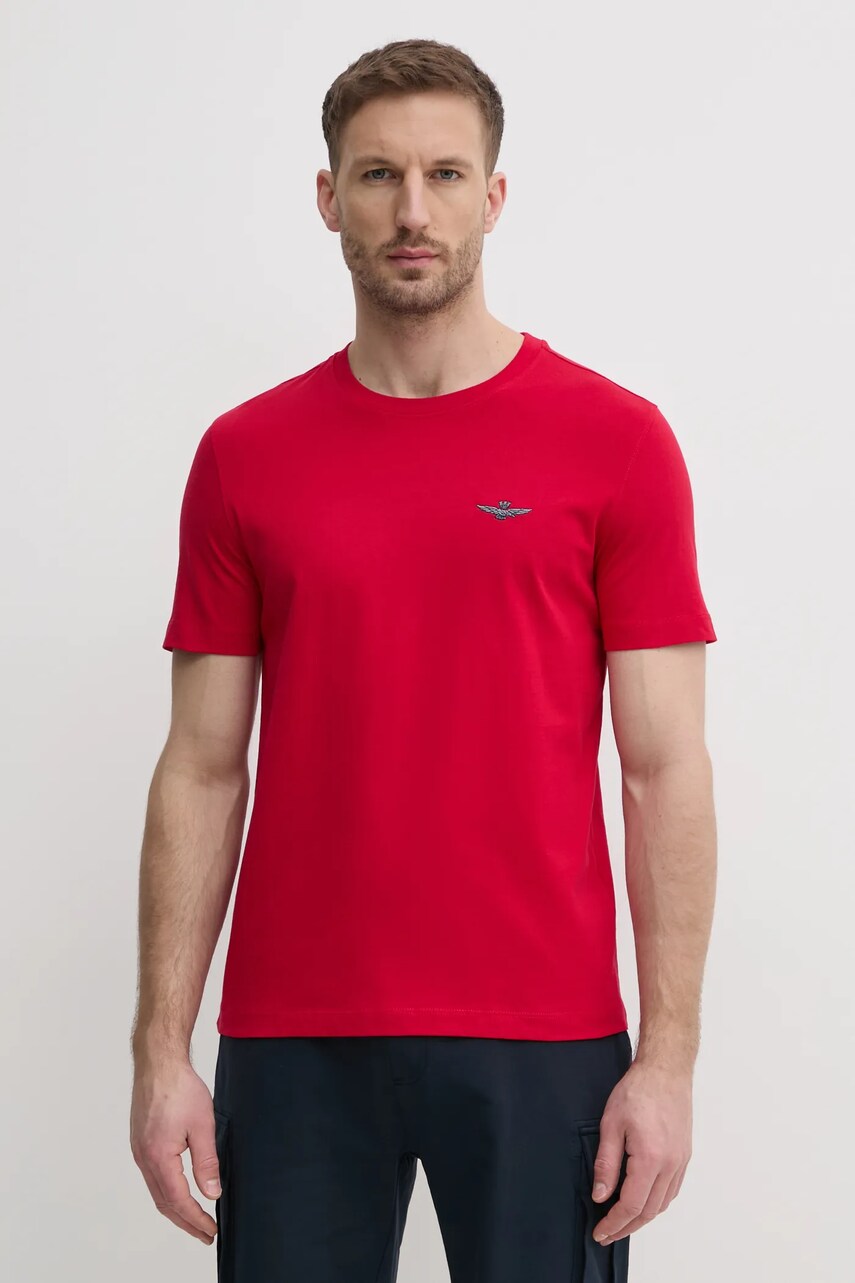 Aeronautica Militare tricou din bumbac bărbați, culoarea roșu, melanj, TS2376J592
