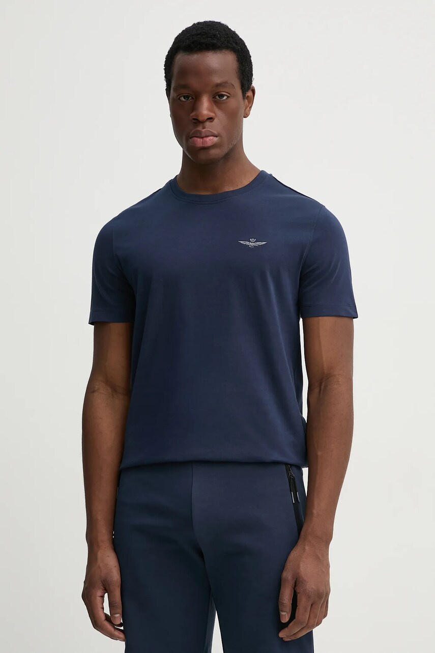 Aeronautica Militare tricou din bumbac barbati, culoarea bleumarin, melanj, TS2376J592