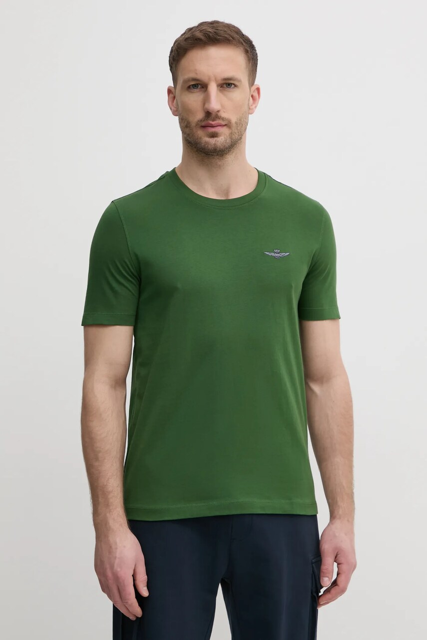 Aeronautica Militare tricou din bumbac bărbați, culoarea verde, melanj, TS2376J592