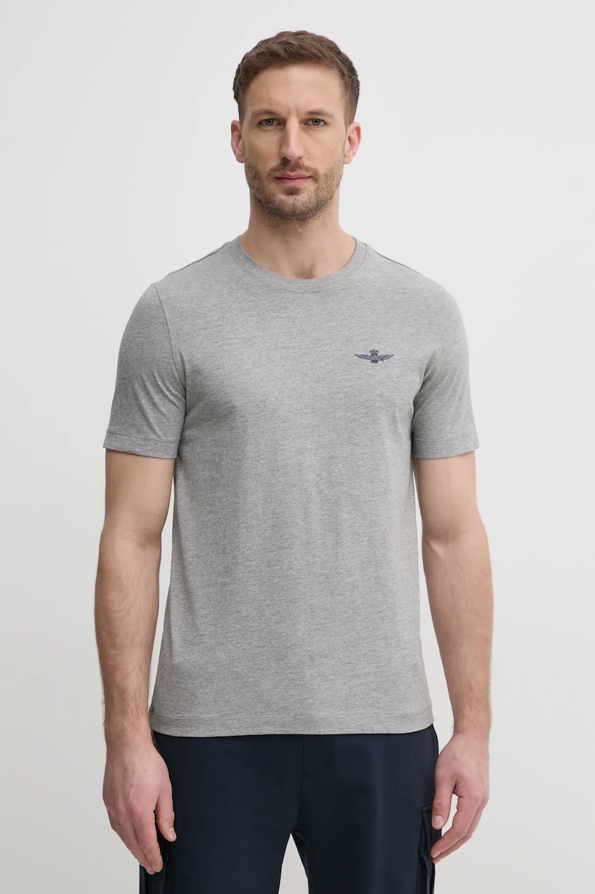 Aeronautica Militare tricou din bumbac bărbați, culoarea gri, melanj, TS2376J592