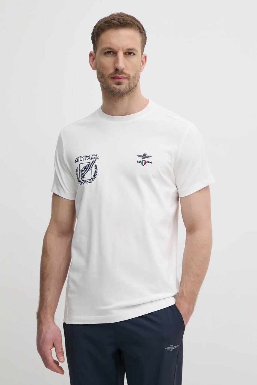 Aeronautica Militare tricou barbati, culoarea alb, cu imprimeu, TS2380J674