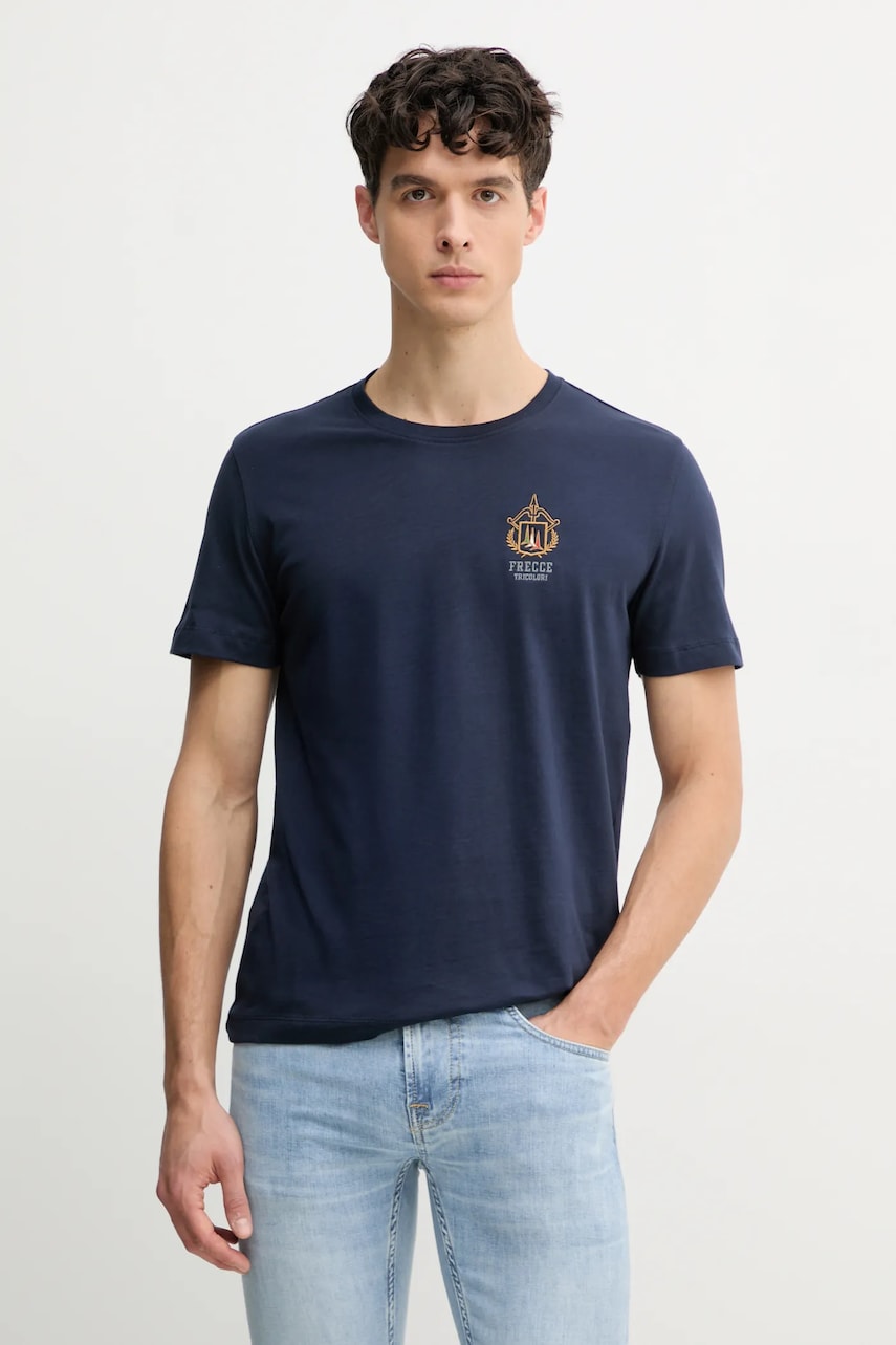 Levně Bavlněné tričko Aeronautica Militare tmavomodrá barva, s potiskem, TS2391J592