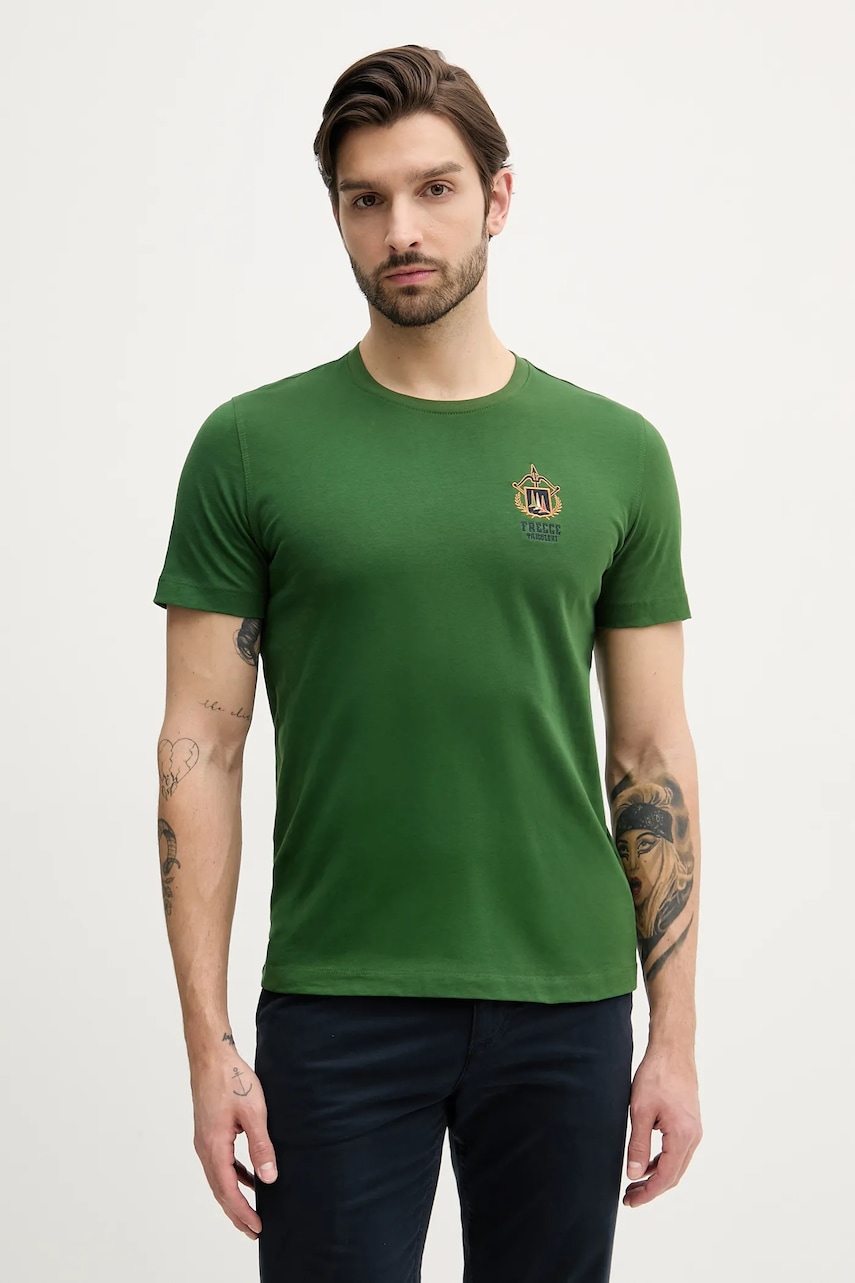 Aeronautica Militare tricou din bumbac barbati, culoarea verde, cu imprimeu, TS2391J592
