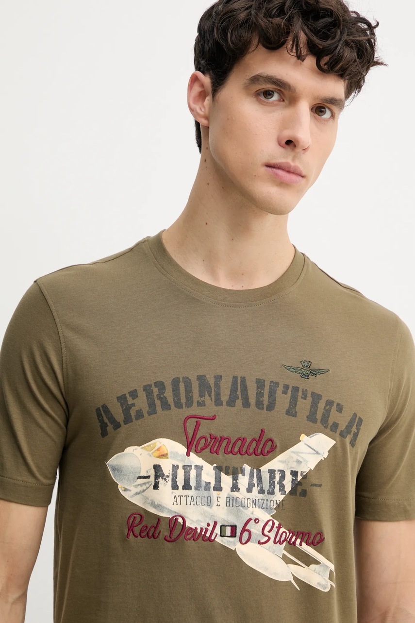 Βαμβακερό μπλουζάκι Aeronautica Militare ανδρικό, χρώμα: πράσινο, TS2406J641 φωτογραφία