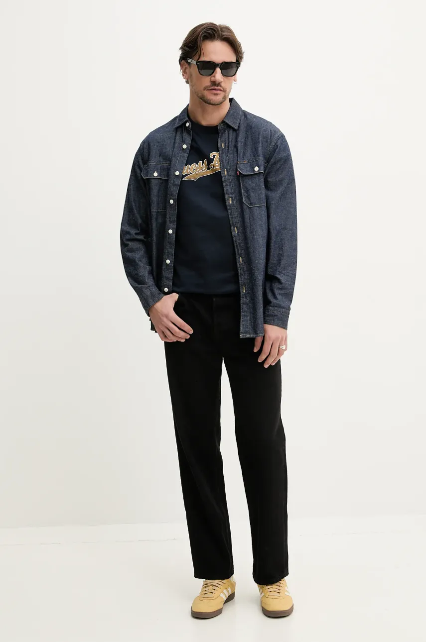 Хлопковая футболка Guess Jeans мужская цвет синий с принтом M5GI54 K8FQ4 Хлопковая футболка Guess Jeans мужская цвет синий с принтом M5GI54 K8FQ4