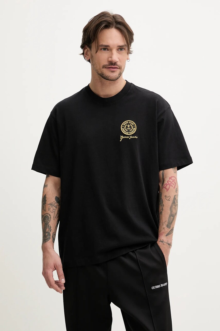 Levně Bavlněné tričko Guess Jeans černá barva, M5GI56 K8FQ4