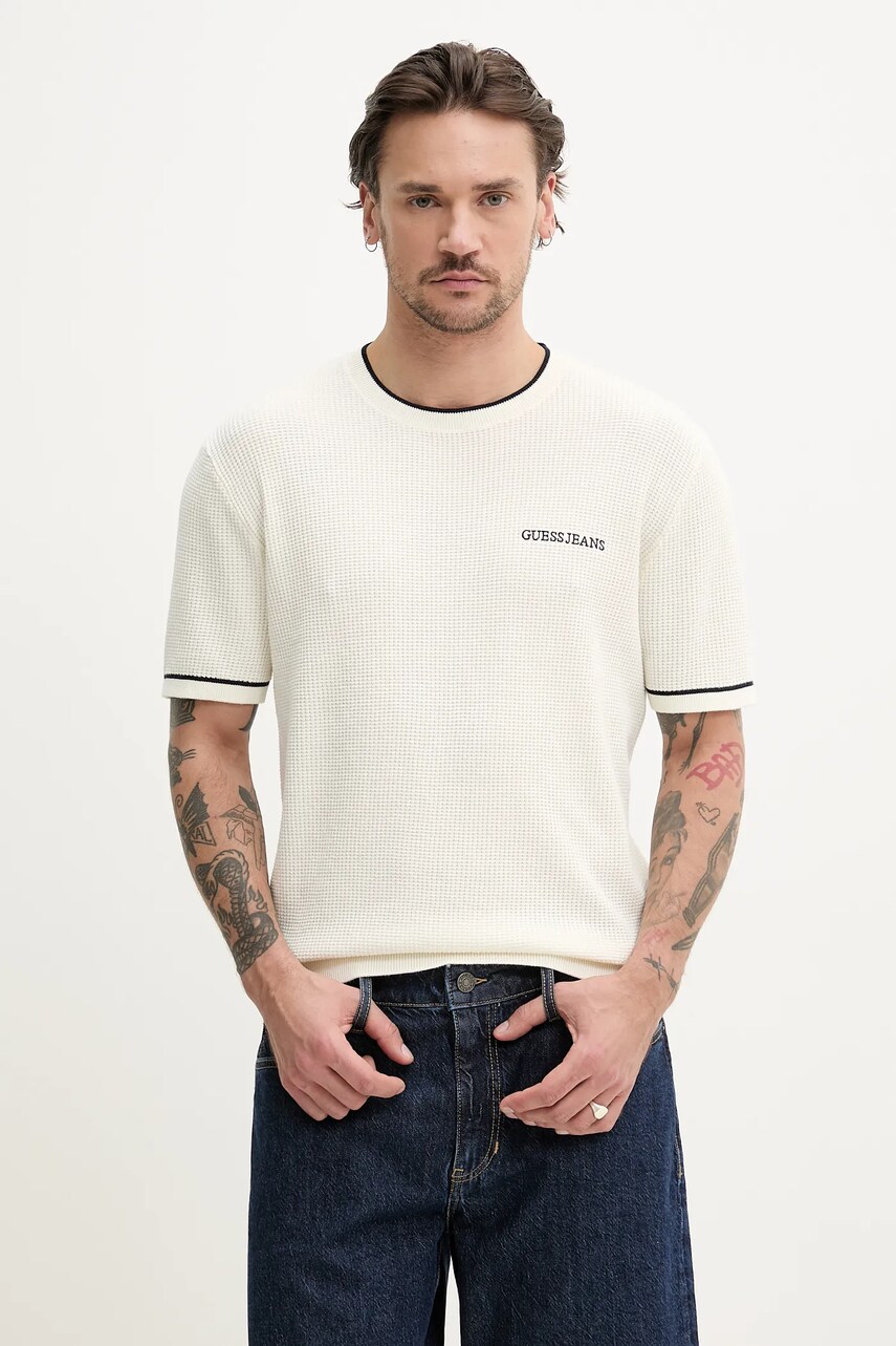 Levně Bavlněné tričko Guess Jeans béžová barva, M5GR17 Z3HM1