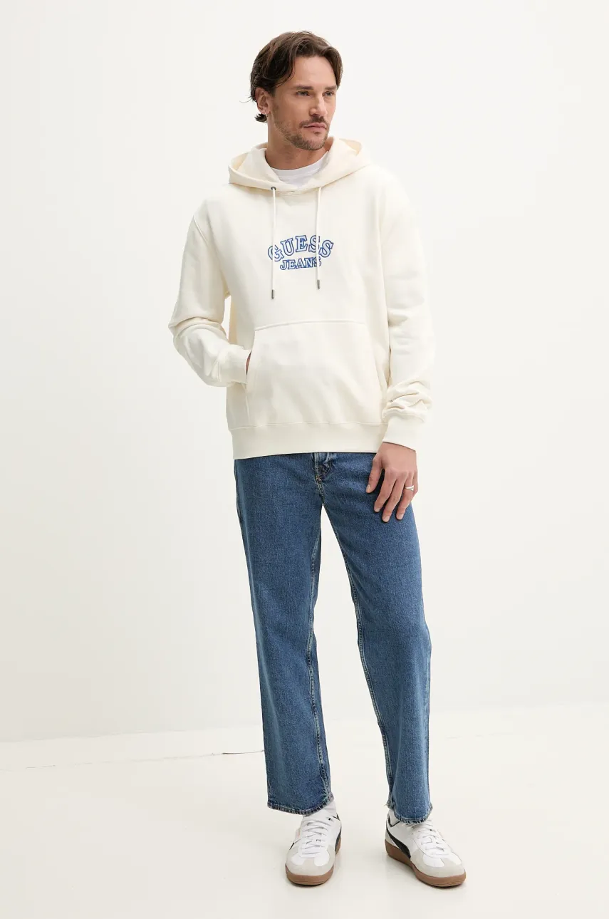 Хлопковая футболка Guess Jeans мужская цвет белый однотонная M5RI74 K8FQ4 Хлопковая футболка Guess Jeans мужская цвет белый однотонная M5RI74 K8FQ4