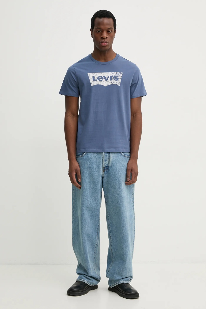 Βαμβακερό μπλουζάκι Levi's GRAPHIC CREWNECK TEE ανδρικό, χρώμα: μπλε, 22491 φωτογραφία