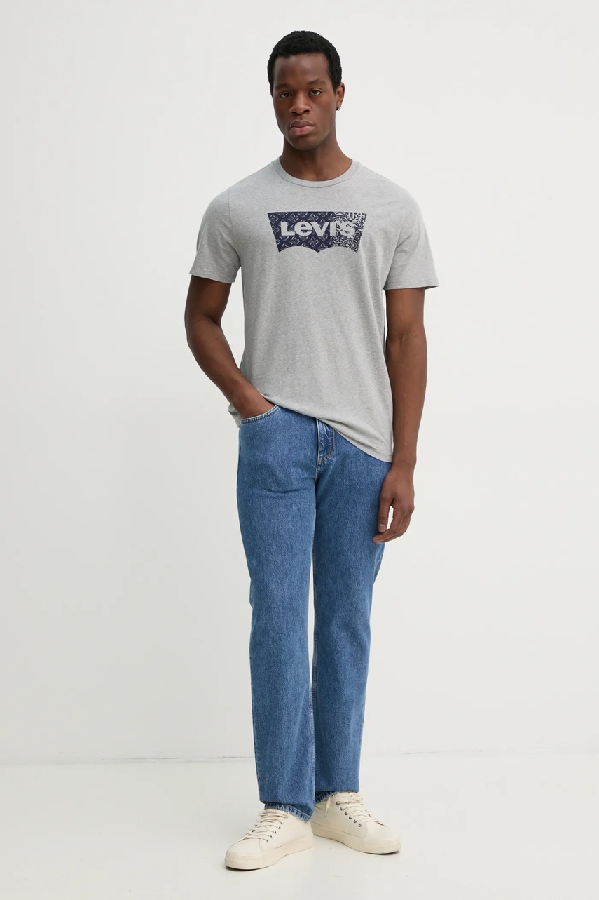 Βαμβακερό μπλουζάκι Levi's GRAPHIC CREWNECK TEE ανδρικό, χρώμα: γκρι, 22491 φωτογραφία