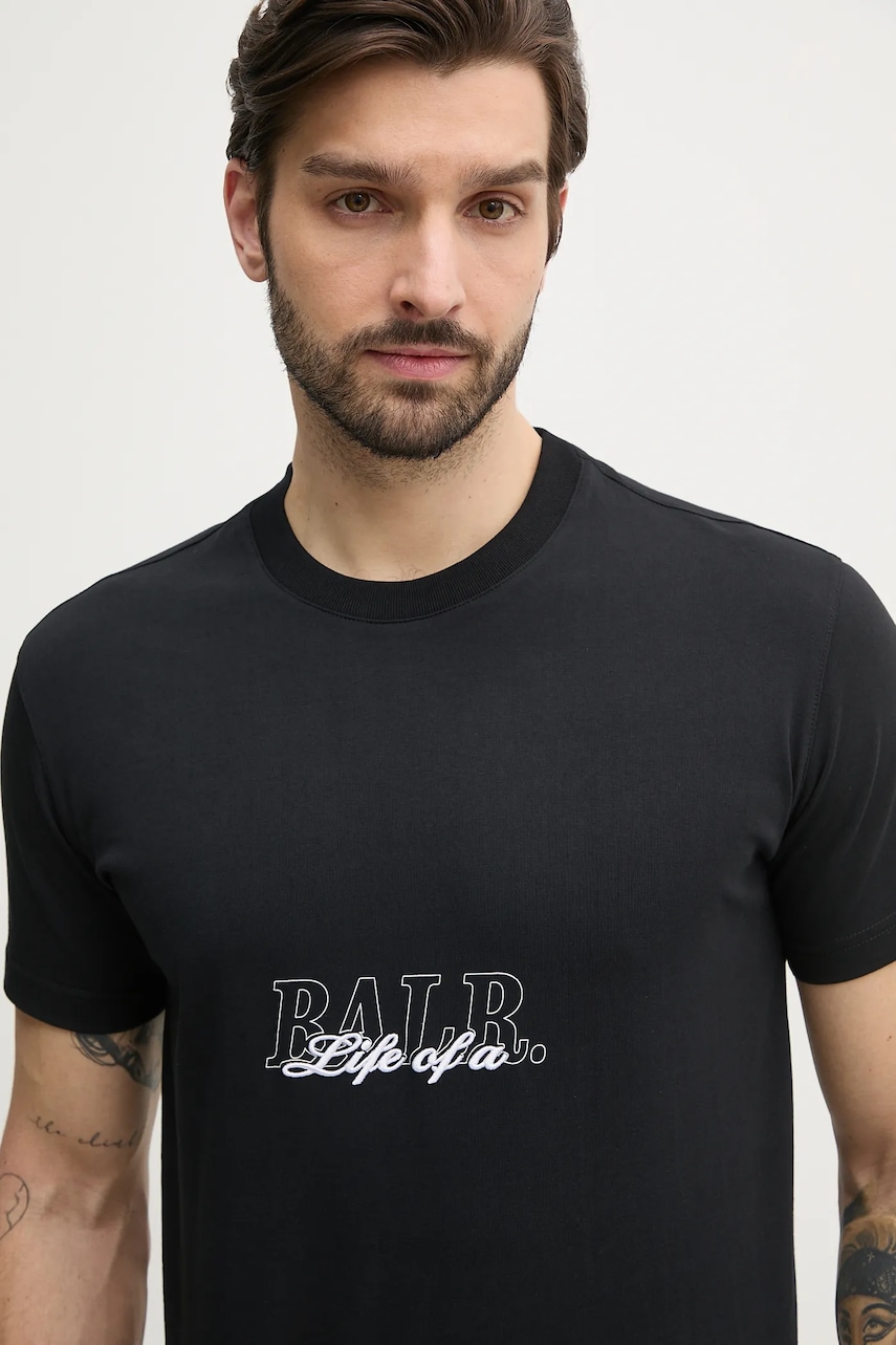 BALR. tricou din bumbac barbati, culoarea negru, cu imprimeu, B1112.1286 BALR. tricou din bumbac barbati, culoarea negru, cu imprimeu, B1112.1286
