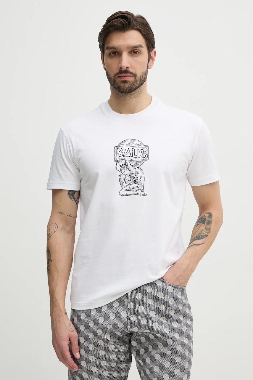 BALR. tricou din bumbac barbati, culoarea alb, cu imprimeu, B1112.1292