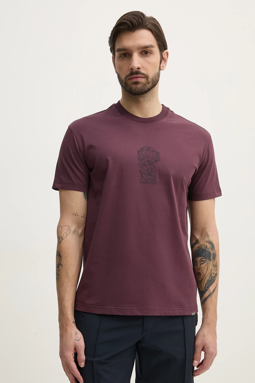 BALR. tricou din bumbac barbati, culoarea bordo, cu imprimeu, B1112.1292