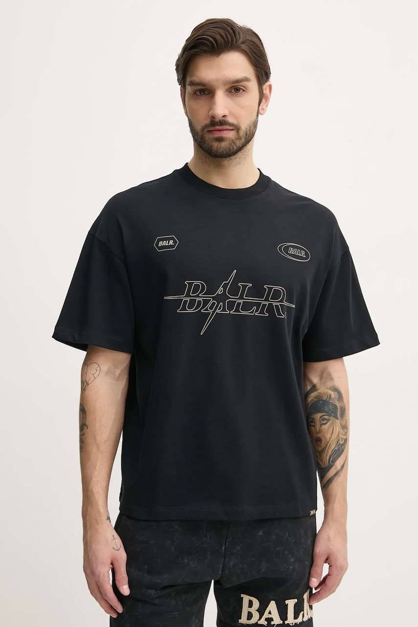 BALR. tricou din bumbac barbati, culoarea negru, cu imprimeu, B1112.1299
