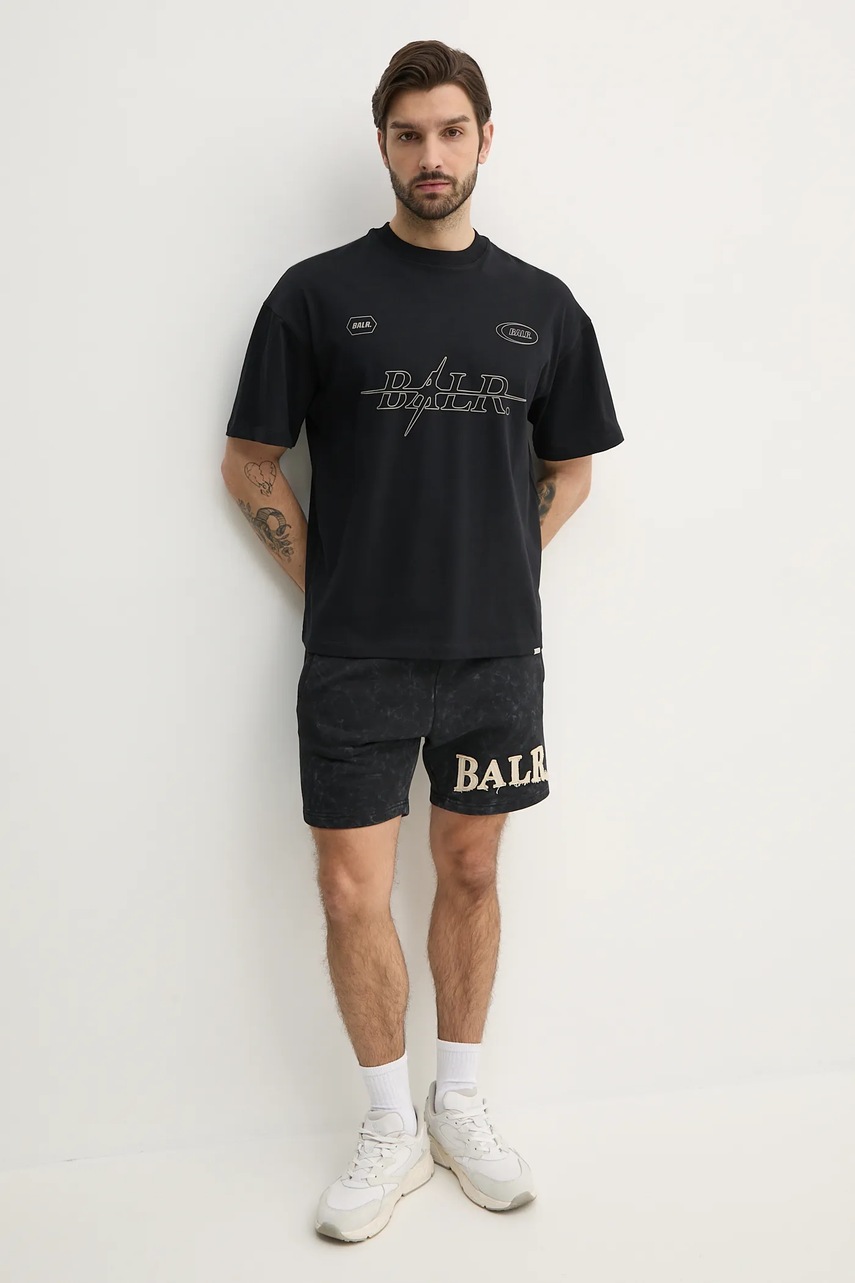 Хлопковая футболка BALR. мужская цвет чёрный с принтом B1112.1299 Хлопковая футболка BALR. мужская цвет чёрный с принтом B1112.1299