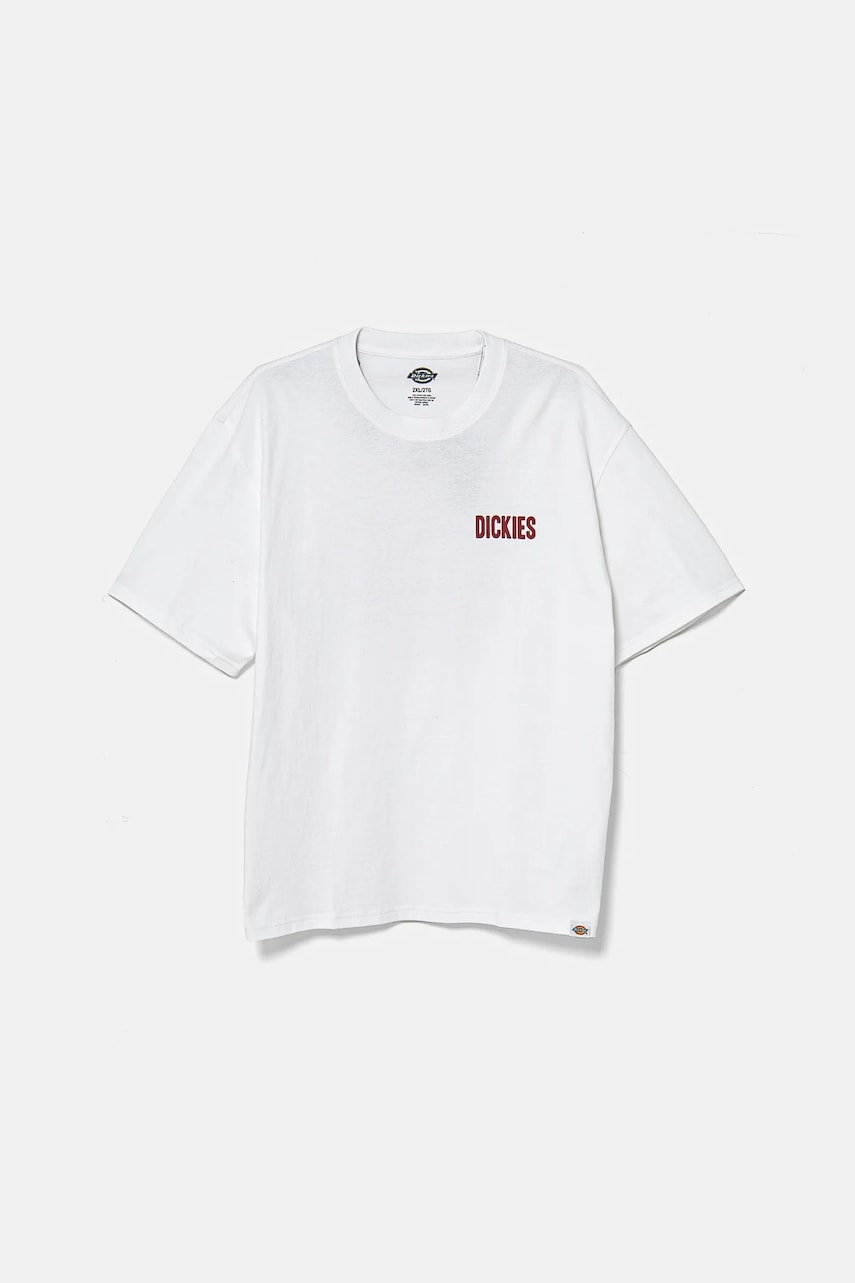 Хлопковая футболка Dickies мужская цвет белый с принтом DK0A4Z8U0WH1 Хлопковая футболка Dickies мужская цвет белый с принтом DK0A4Z8U0WH1