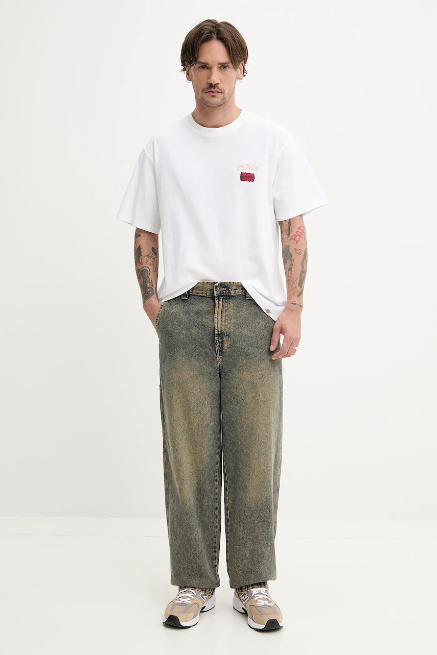 Хлопковая футболка Dickies мужская цвет белый с принтом DK0A4Z8T0WH1 Хлопковая футболка Dickies мужская цвет белый с принтом DK0A4Z8T0WH1