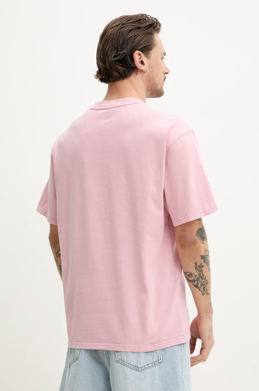 Хлопковая футболка Dickies мужская цвет розовый однотонная DK0A866BK391 Хлопковая футболка Dickies мужская цвет розовый однотонная DK0A866BK391