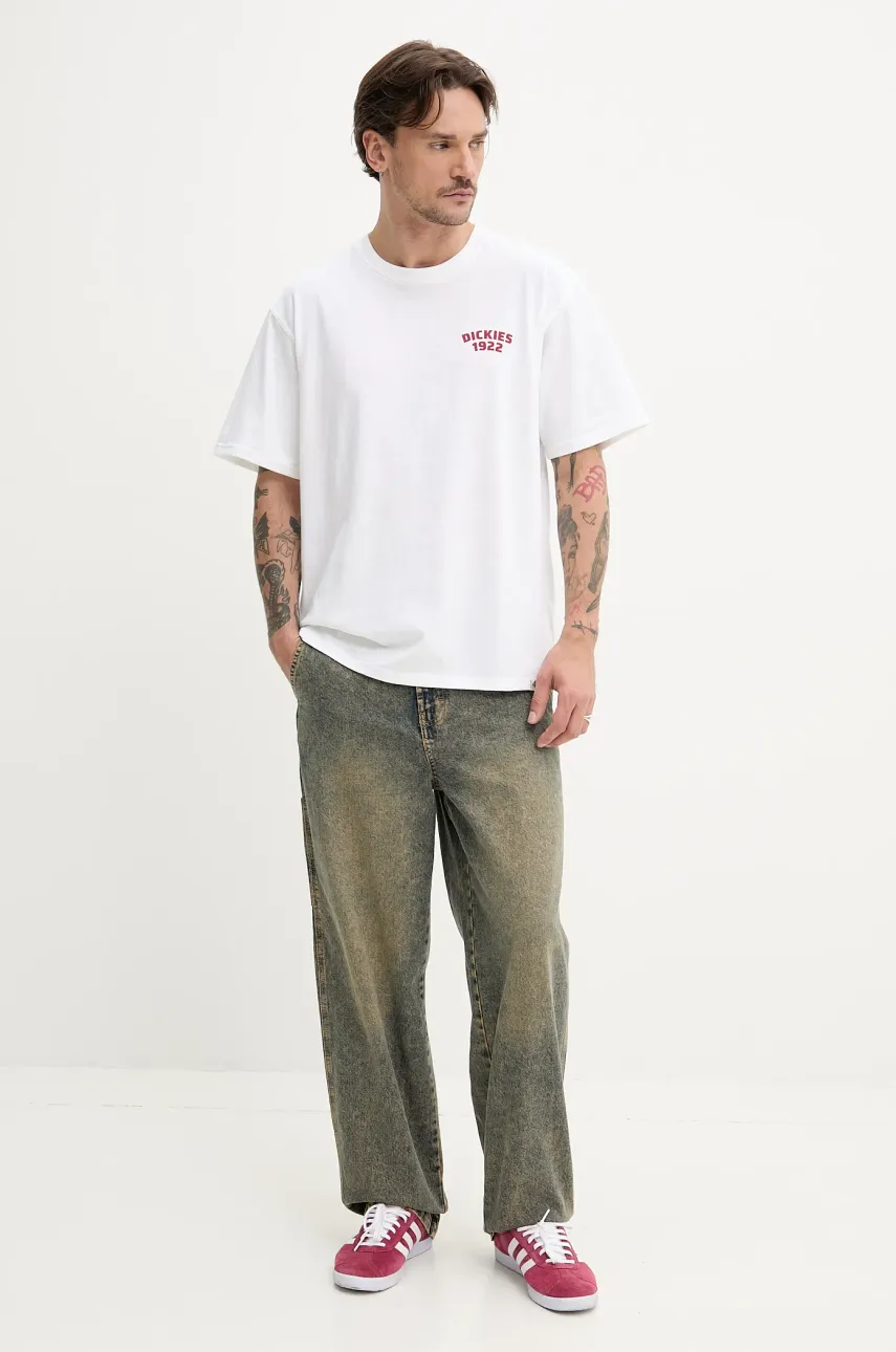 Хлопковая футболка Dickies мужская цвет белый с принтом DK0A4Z960WH1 Хлопковая футболка Dickies мужская цвет белый с принтом DK0A4Z960WH1