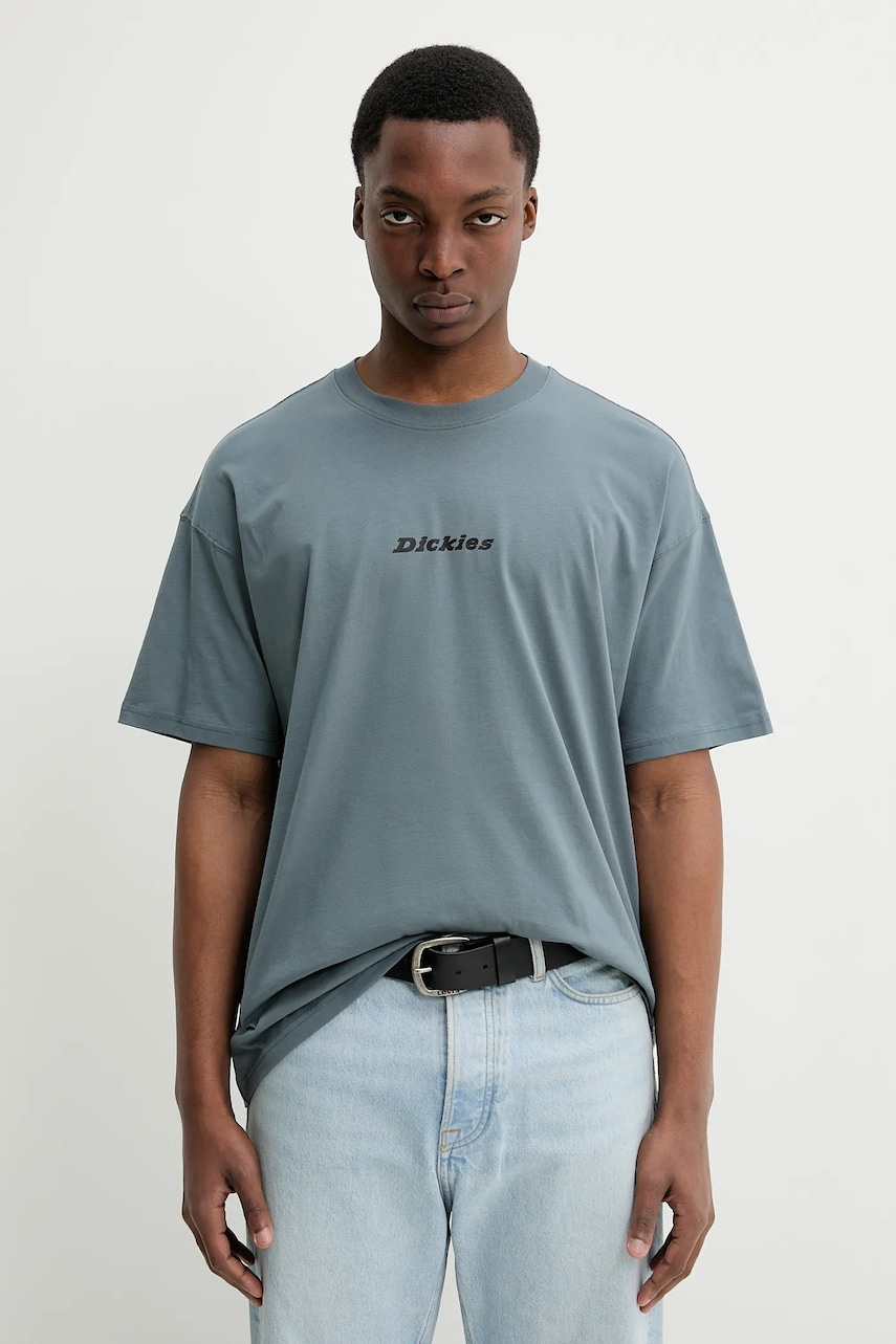 Dickies tricou din bumbac barbati, culoarea gri, cu imprimeu, DK0A4YRNG701 Dickies tricou din bumbac barbati, culoarea gri, cu imprimeu, DK0A4YRNG701
