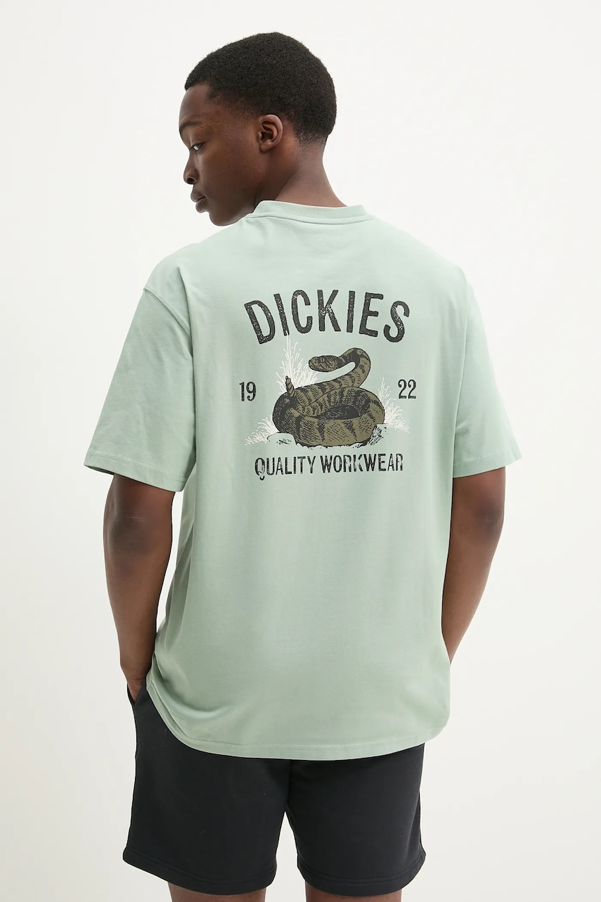 Dickies tricou din bumbac barbati, culoarea verde, cu imprimeu, DK0A4Z99K361 Dickies tricou din bumbac barbati, culoarea verde, cu imprimeu, DK0A4Z99K361