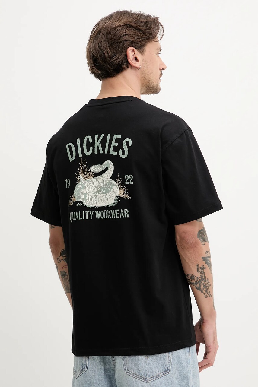 Dickies tricou din bumbac barbati, culoarea negru, cu imprimeu, DK0A4Z99BLK1 Dickies tricou din bumbac barbati, culoarea negru, cu imprimeu, DK0A4Z99BLK1