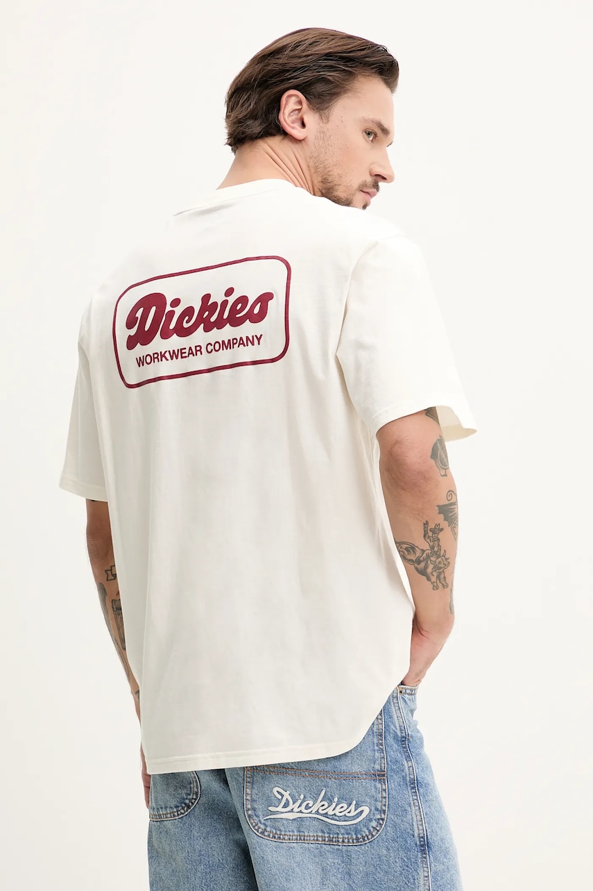 Dickies tricou din bumbac barbati, culoarea bej, modelator, DK0A4Z8ZC481 Dickies tricou din bumbac barbati, culoarea bej, modelator, DK0A4Z8ZC481