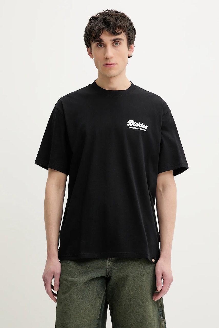 Dickies tricou din bumbac barbati, culoarea negru, cu imprimeu, DK0A4Z8ZBLK1