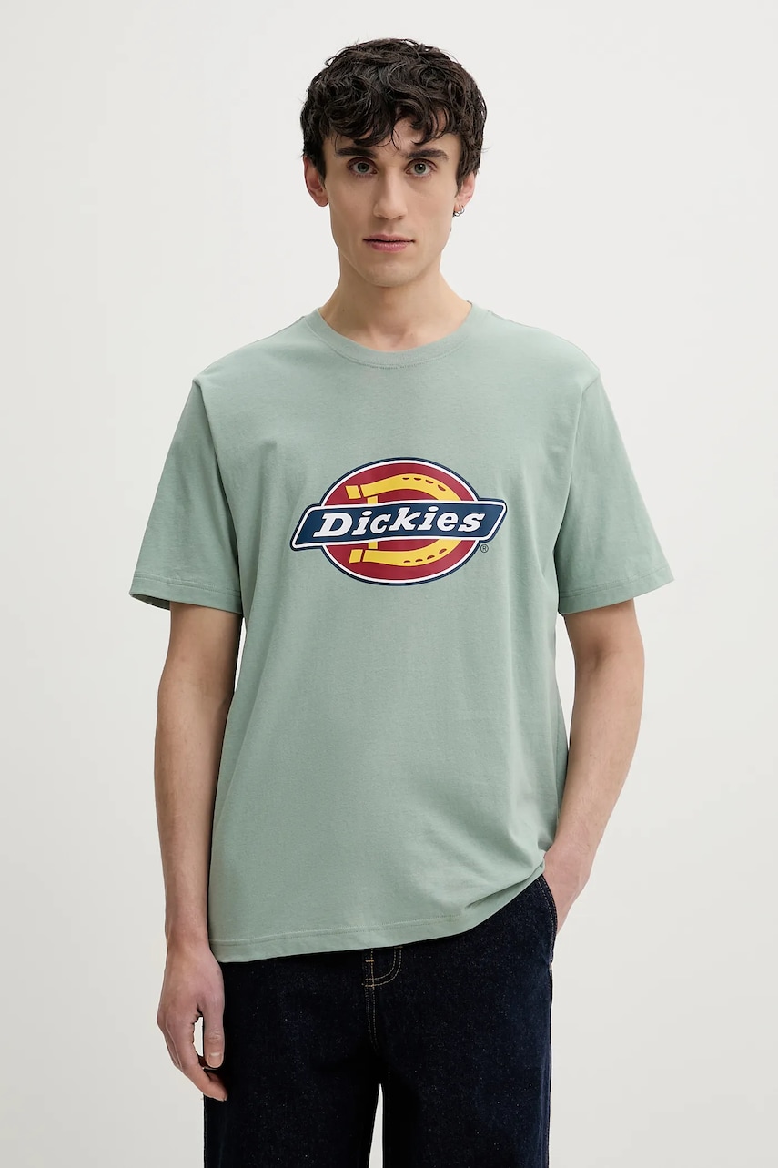 Dickies tricou din bumbac bărbați, culoarea verde, cu imprimeu, DK0A4XC9K361 Dickies tricou din bumbac bărbați, culoarea verde, cu imprimeu, DK0A4XC9K361