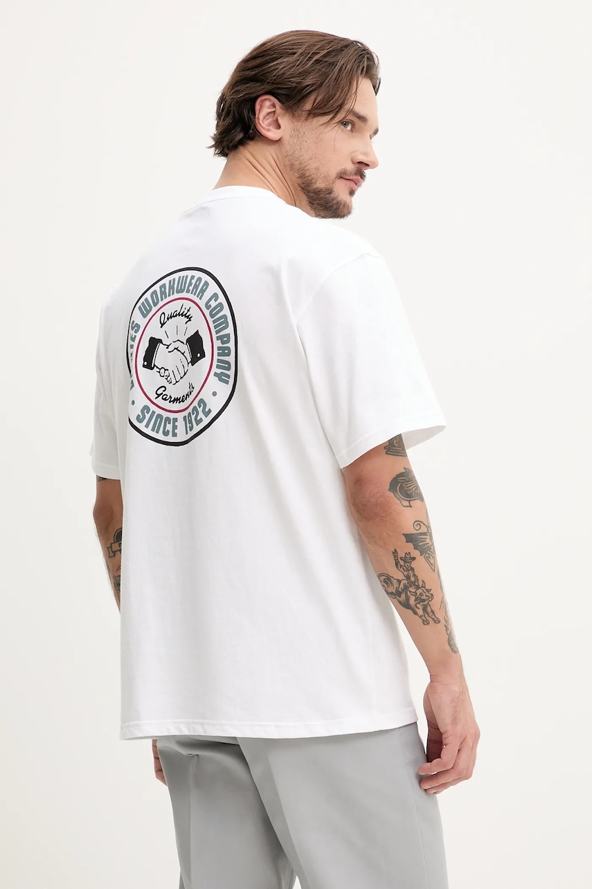 Dickies tricou din bumbac barbati, culoarea alb, modelator, DK0A4Z950WH1 Dickies tricou din bumbac barbati, culoarea alb, modelator, DK0A4Z950WH1