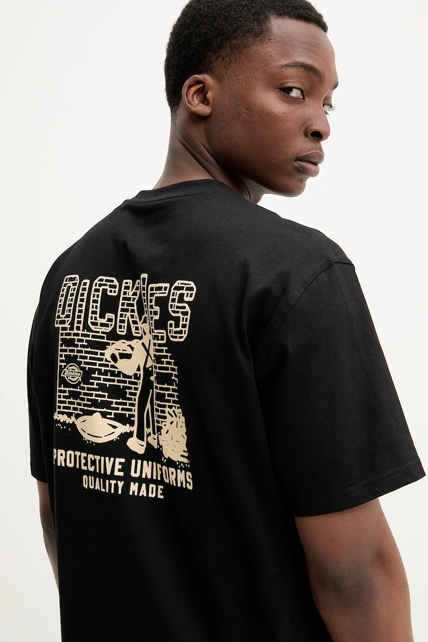 Dickies tricou din bumbac barbati, culoarea negru, cu imprimeu, DK0A4Z8RBLK1 Dickies tricou din bumbac barbati, culoarea negru, cu imprimeu, DK0A4Z8RBLK1