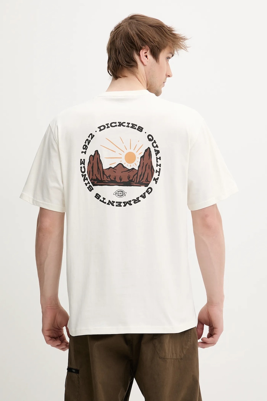 Dickies tricou din bumbac culoarea bej, cu imprimeu, DK0A4Z8PC481 Dickies tricou din bumbac culoarea bej, cu imprimeu, DK0A4Z8PC481