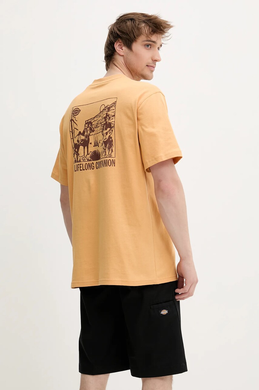 Dickies tricou din bumbac culoarea galben, cu imprimeu, DK0A4Z98K411